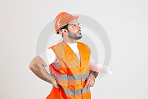 Construction Worker with Building Plans