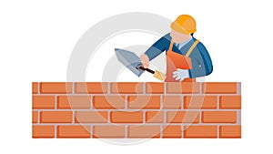 Construction Worker Building Red Brick Wall, vector design Generative AI