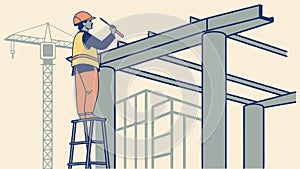 Construction Worker Building: Steel Frame Structure Development vector design Generative AI