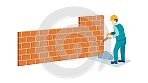 Construction Worker Building Wall, vector design Generative AI