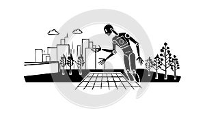 Construction Worker Building Wall, vector design Generative AI