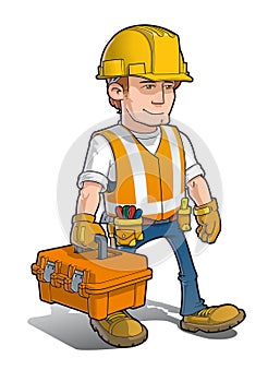 Construction Worker - Carrying a Toolkit