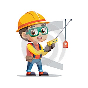 Construction worker checking the level with a plumb bob