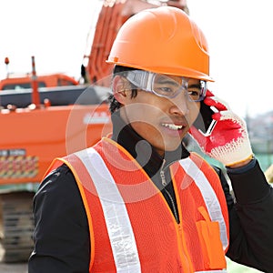 Construction worker communication with mobile phone
