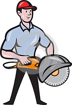 Construction Worker Concrete Saw Consaw Cartoon