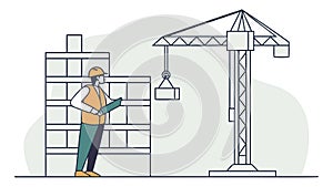 Construction Worker Crane Building Site Activity, vector design Generative AI