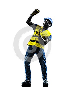 Construction worker danger risk safety vest silhouette