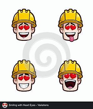 Construction Worker - Expressions - Affection - Smiling with Heart Eyes - Variations