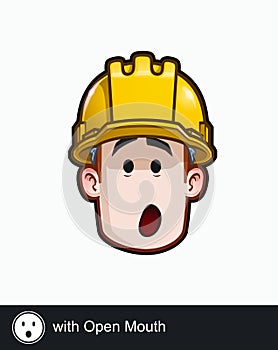 Construction Worker - Expressions - Concerned - with Open Mouth