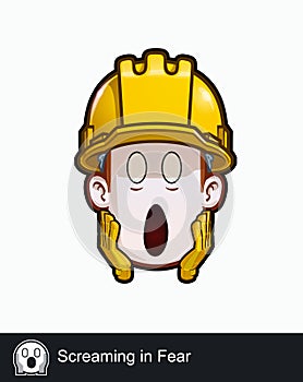 Construction Worker - Expressions - Concerned - Screaming in Fear