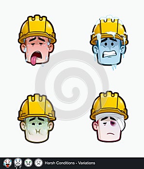 Construction Worker - Expressions - Unwell - Harsh Conditions - Variations