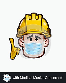 Construction Worker - Expressions - Unwell - with Medical Mask - Concerned