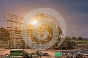 construction worker expressway and highway ,construction infrastructure working in site train and way background