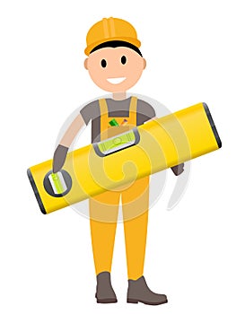 Construction Worker Flat Character, Building Man Specialists Rea