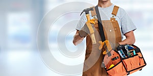 Construction worker with hammer.