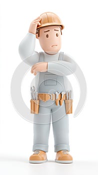 Thoughtful Construction Worker Pondering a Task