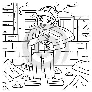 Construction Worker Hauling Cement Coloring Page