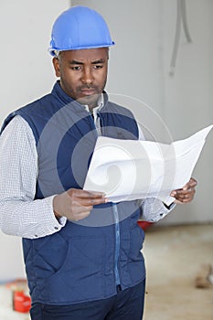 construction worker holding plan