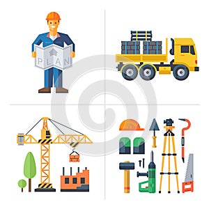 Construction. Worker holding a plan