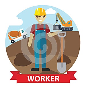 Construction worker holding a shovel