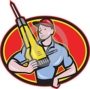 Construction Worker Jackhammer Pneumatic Drill