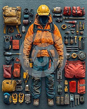 construction worker knolling style