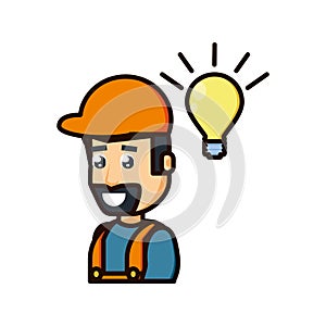 Construction worker with light bulb