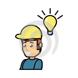 Construction worker with light bulb