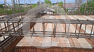 Construction worker Making Reinforcement steel rod