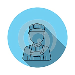 construction worker man avatar icon. Elements of avatar in flat blue colored icon. Premium quality graphic design icon. Simple ico