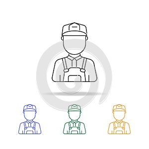 Construction worker man avatar multicoloured icons. Element of profession avatar of for mobile concept and web apps. Thin line ic