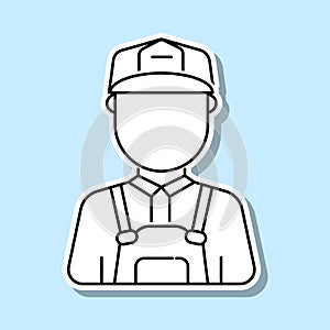 Construction worker man avatar sticker icon. Simple thin line, outline  of avatar icons for ui and ux, website or mobile