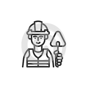 Construction worker man line icon