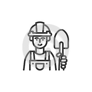 Construction worker man line icon