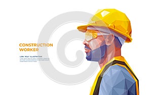 Construction Worker Man Wearing a Uniform, Glasses, and Safety Helmet