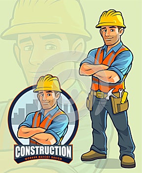 Construction worker mascot design for construction companies photo