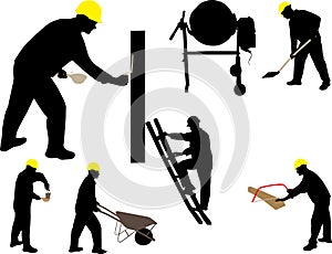 Construction worker mason vector silhouette
