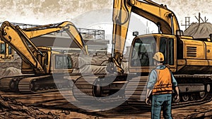 Construction Worker Operating Heavy Machinery at a Site