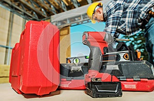 Construction Worker Packing His Tools