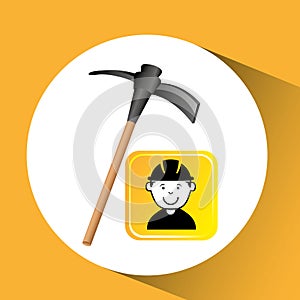 Construction worker pick axe graphic
