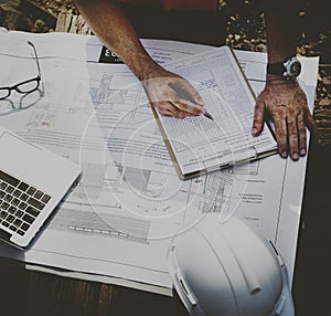 Construction Worker Planning Constractor Developer Concept