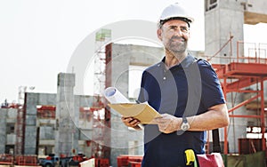 Construction Worker Planning Constructor Developer Concept photo