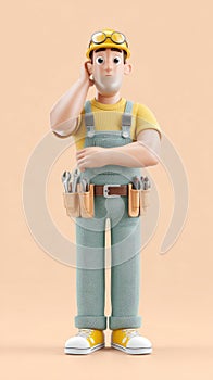 Construction worker pondering a complex problem, thoughtful expression