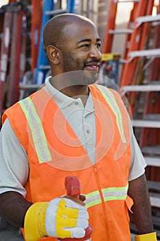 Construction Worker In Protective Workwear photo