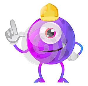 Construction worker purple monster illustration vector