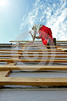 Construction worker on the roof