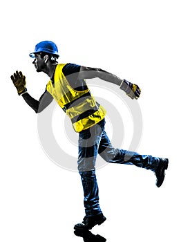 Construction worker running safety vest silhouette