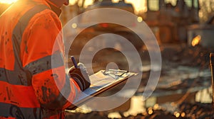 The construction worker's survey. AI generated