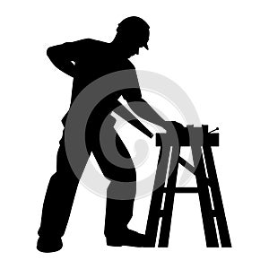 Construction worker with saw silhouette vector