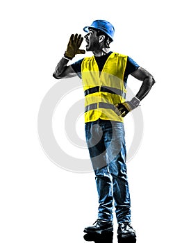 Construction worker screaming safety vest silhouette